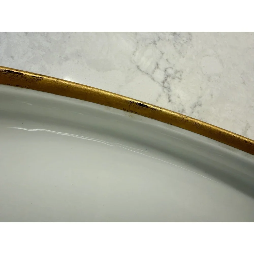Antique B&C Limoges France Porcelain Soup Tureen Lidded Oval Red Gold Gilt 16765